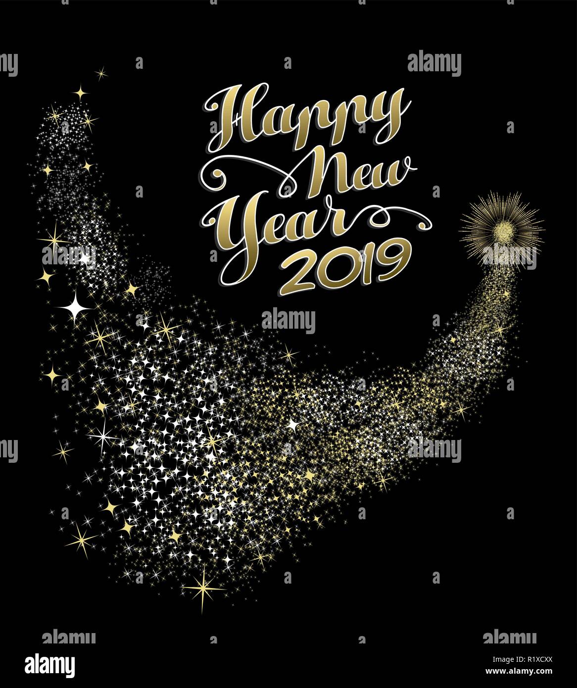 Bonne Annee 2019 Avec La Conception De Carte De Vœux D Artifice
