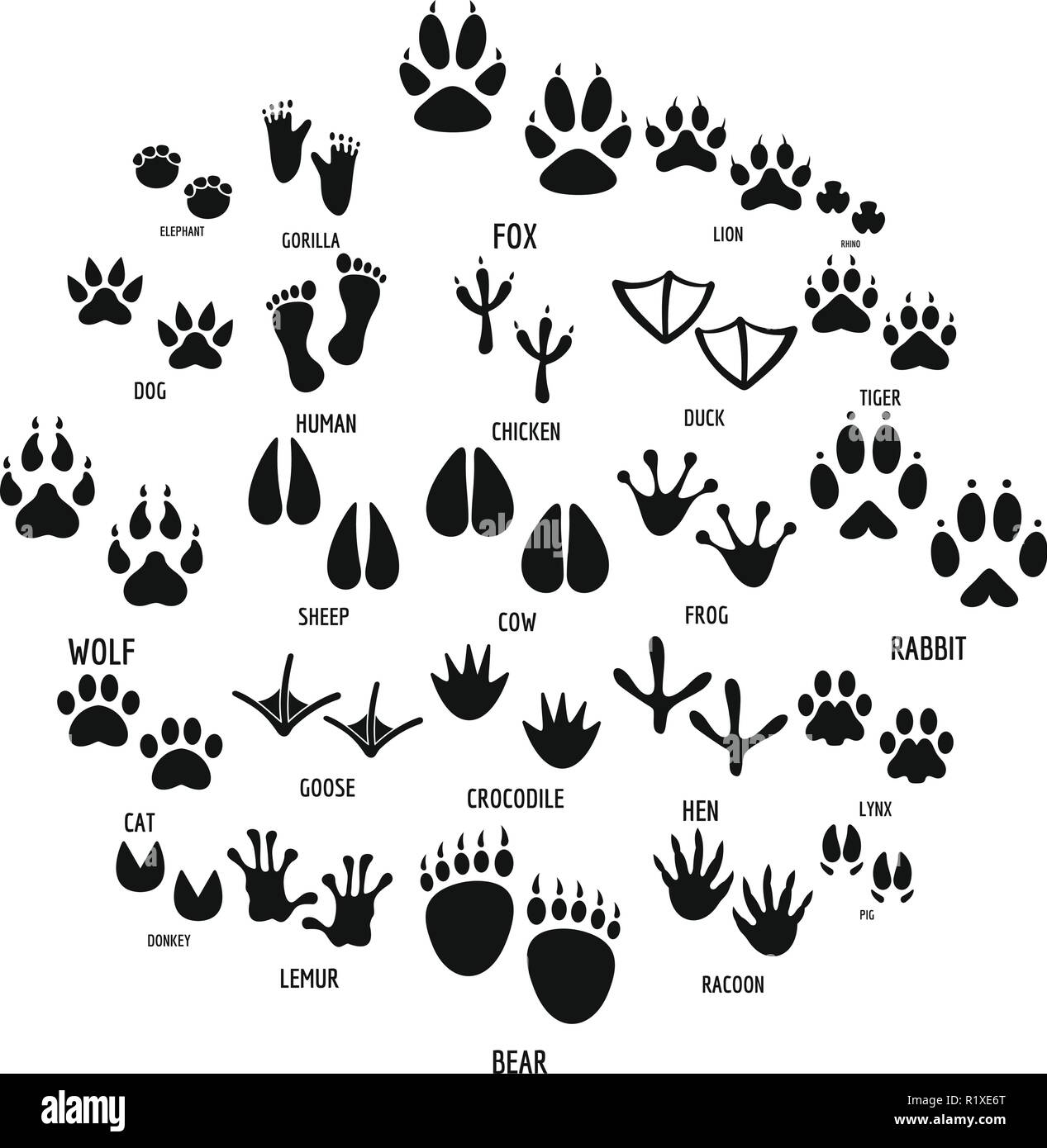 L'empreinte d'animaux icons set. Illustration simple de 25 empreinte animale vector icons for web Illustration de Vecteur