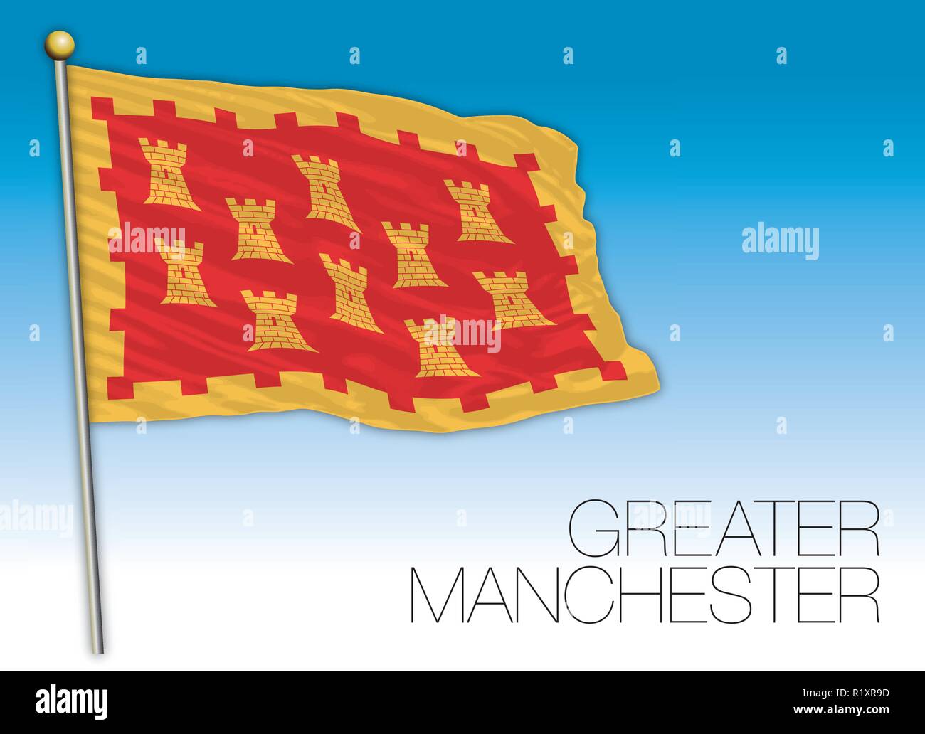Drapeau du Grand Manchester, Royaume-Uni, vector illustration Illustration de Vecteur