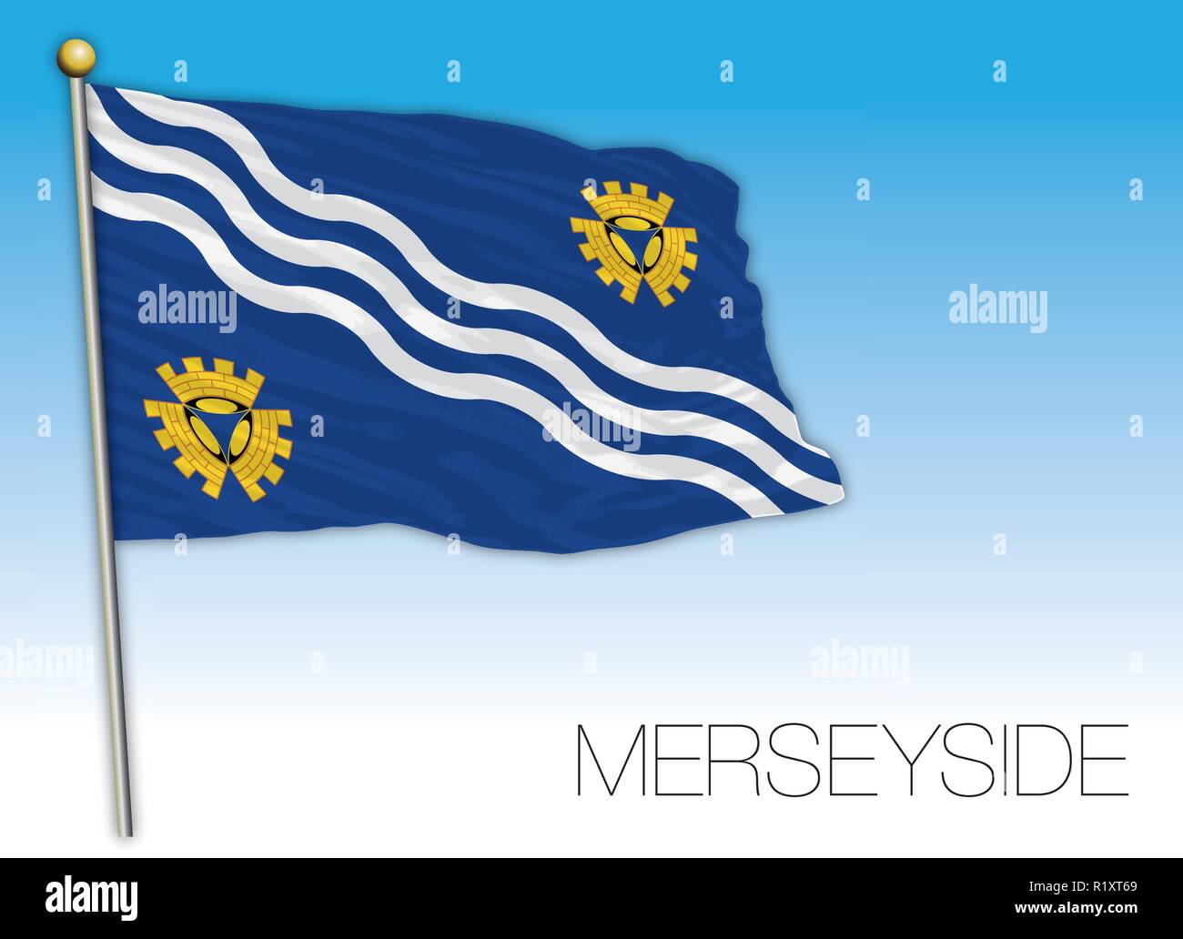 Drapeau Comté de Merseyside, Royaume-Uni, vector illustration Illustration de Vecteur