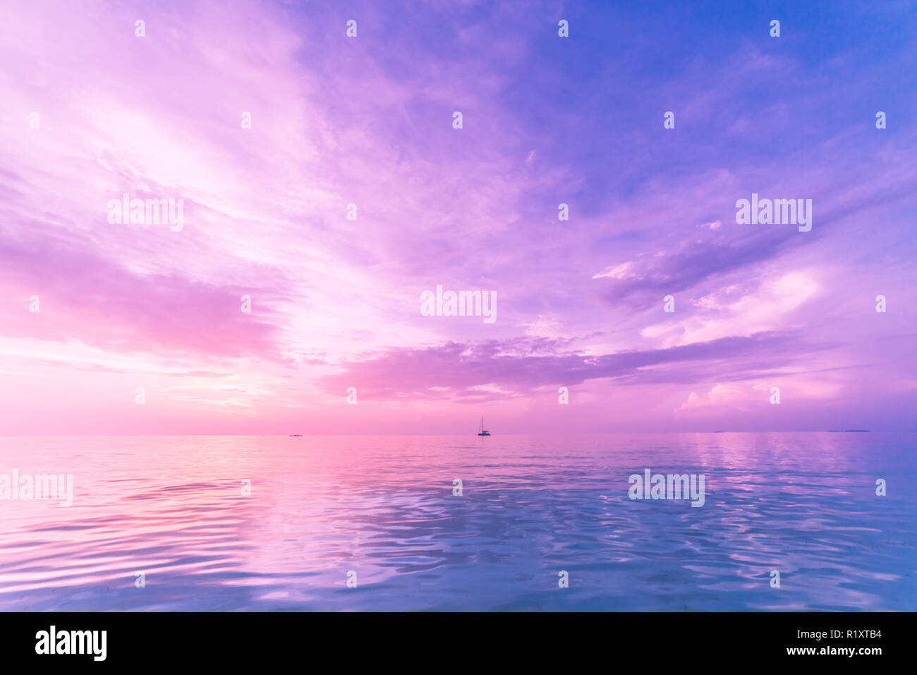 La nature de fond d'inspiration. Pensée positive et concept de rêve. L'horizon de la mer et du ciel lumineux Banque D'Images