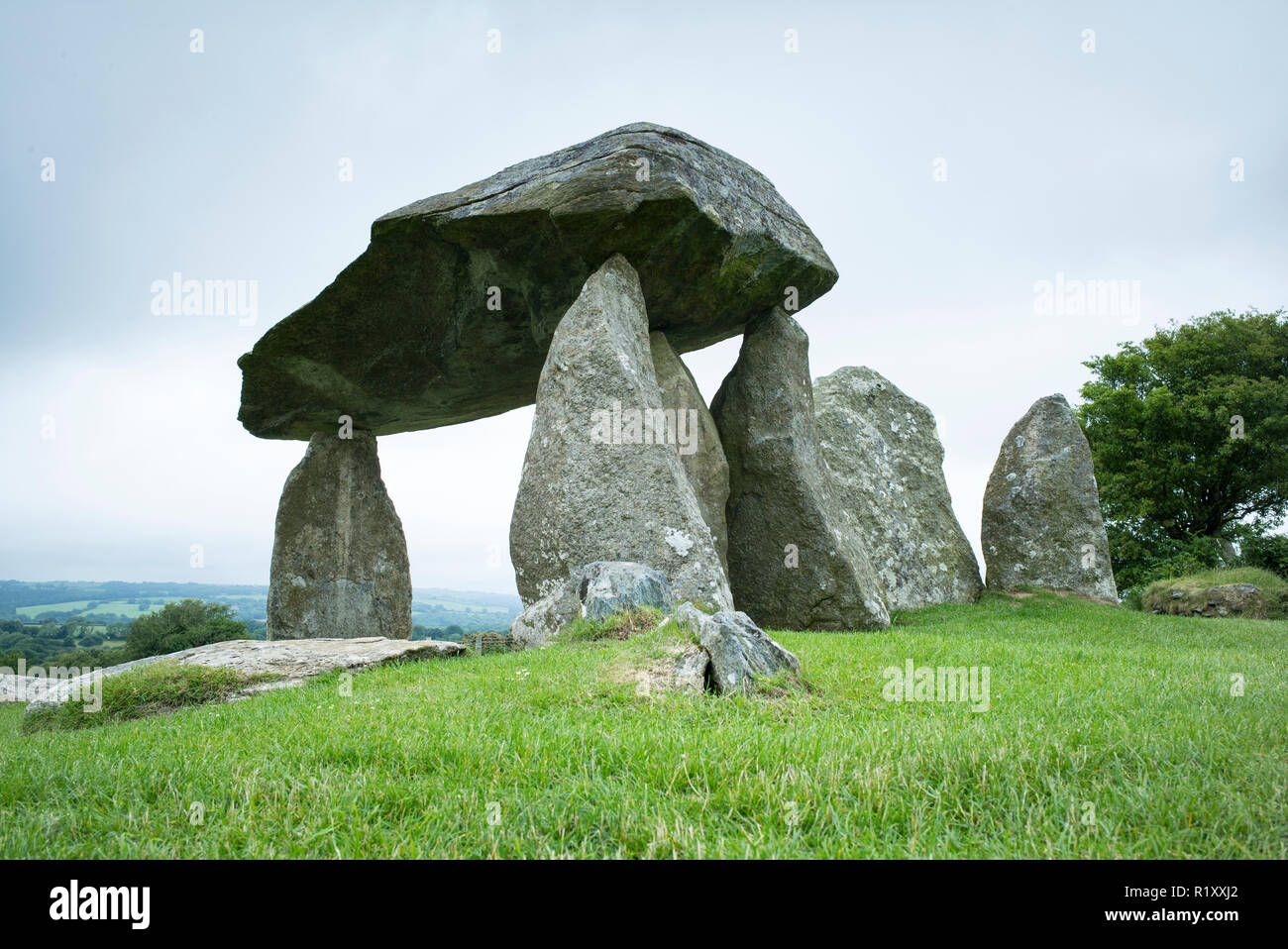 Dolmen néolithique chambre funéraire avec grand capstone Pentre Ifan dans la paroisse civile de Nevern, Pembrokeshire, Pays de Galles. Banque D'Images