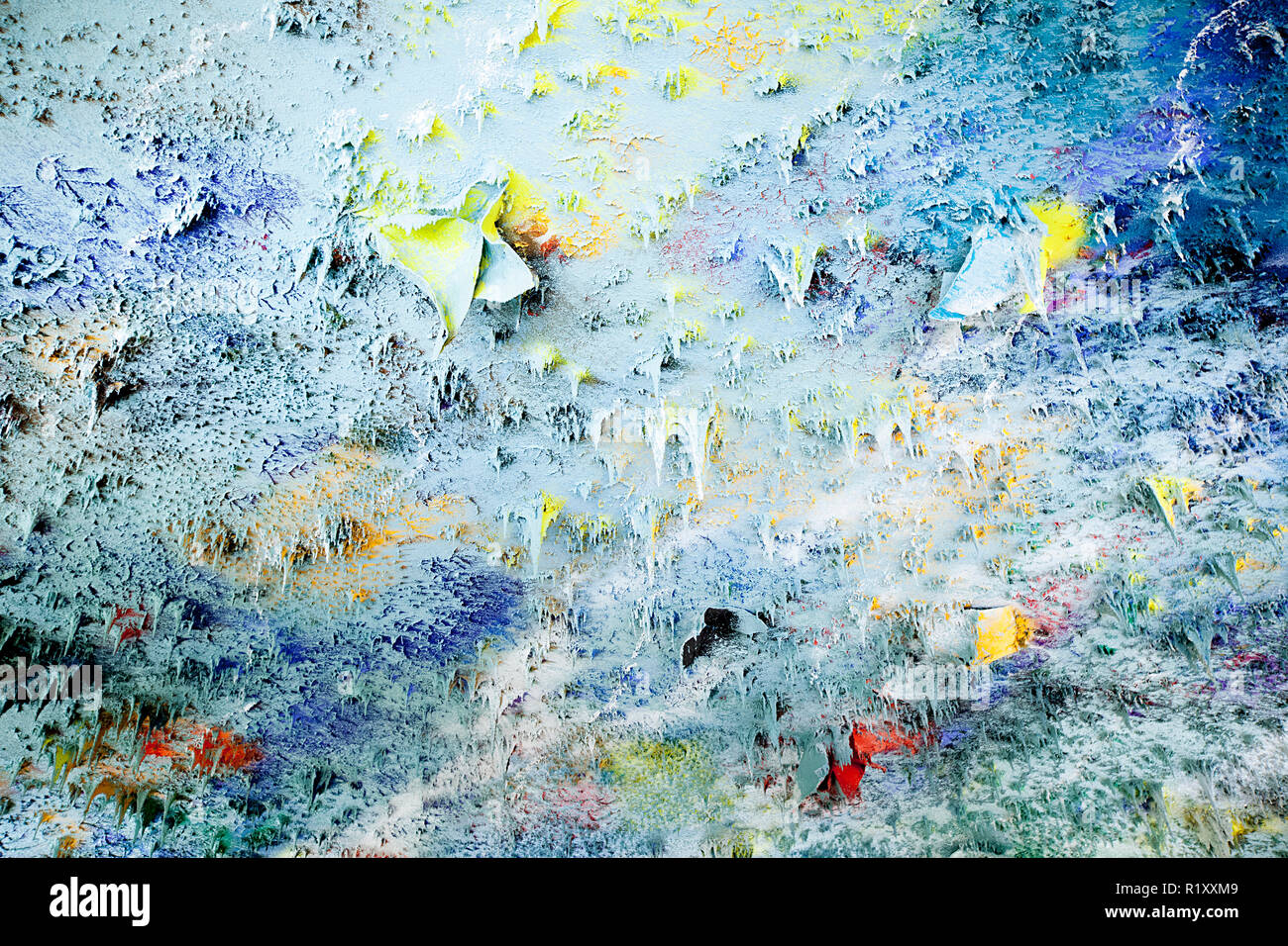Genève - Suisse, le 27 février 2014. Le peintre espagnol Miquel BARCELO est l'artiste derrière le plafond coloré des droits de l'homme et l'Alliance des Civilisations (Salle XX) à l'Office des Nations Unies à Genève, le Palais des Nations. Les formes de stalactites sont inspirés par la nature. Banque D'Images
