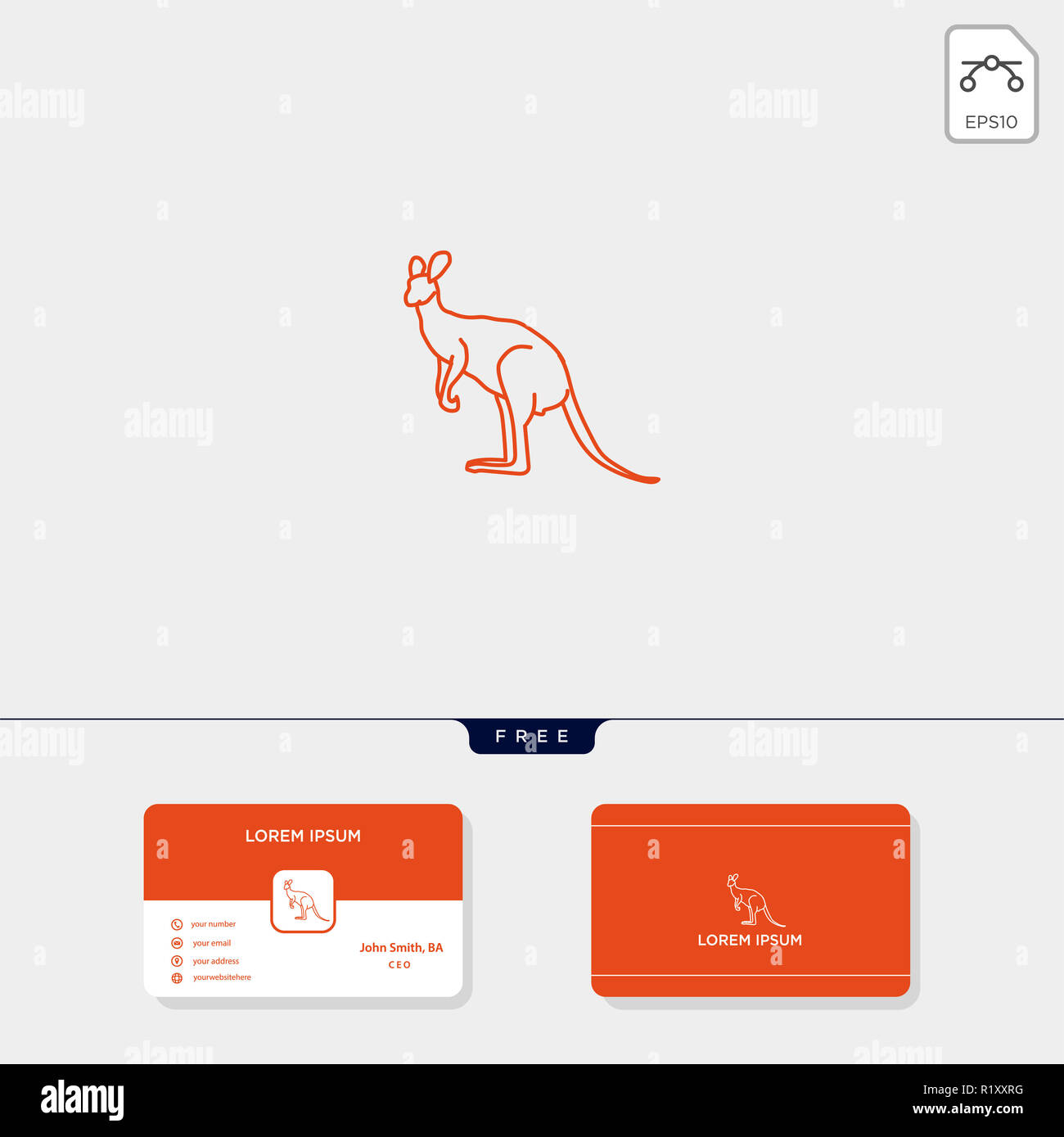 Contours créatifs kangourou modèle logo entreprise pour vector illustration, carte de visite design : Banque D'Images