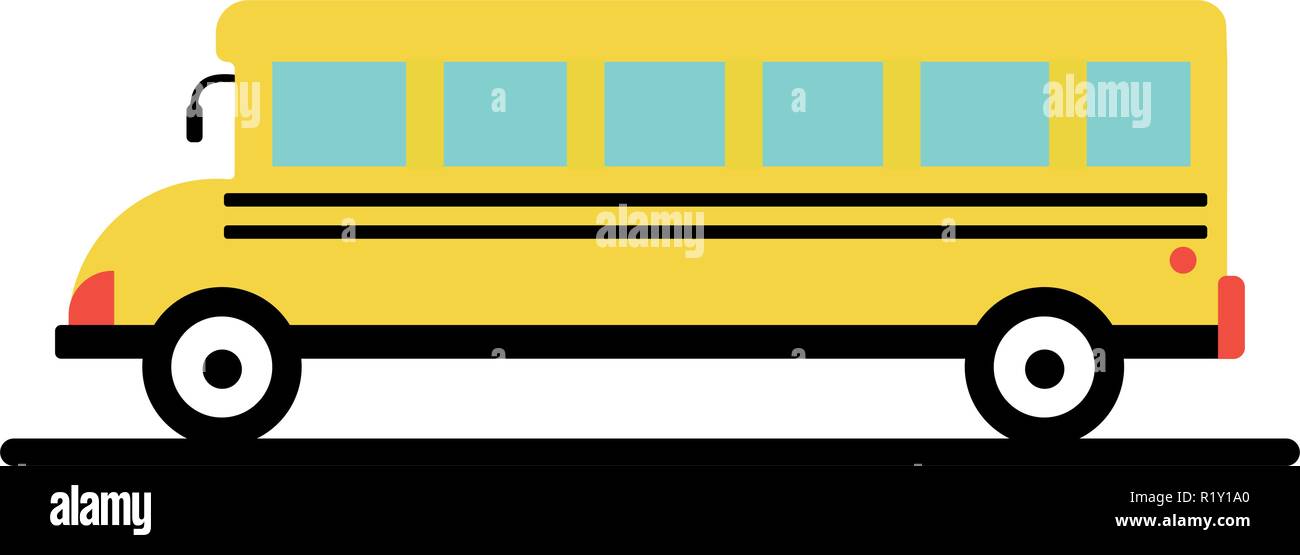 Vector illustration of yellow school bus, vue côté droit. Véhicule de transport isolé sur fond blanc Illustration de Vecteur