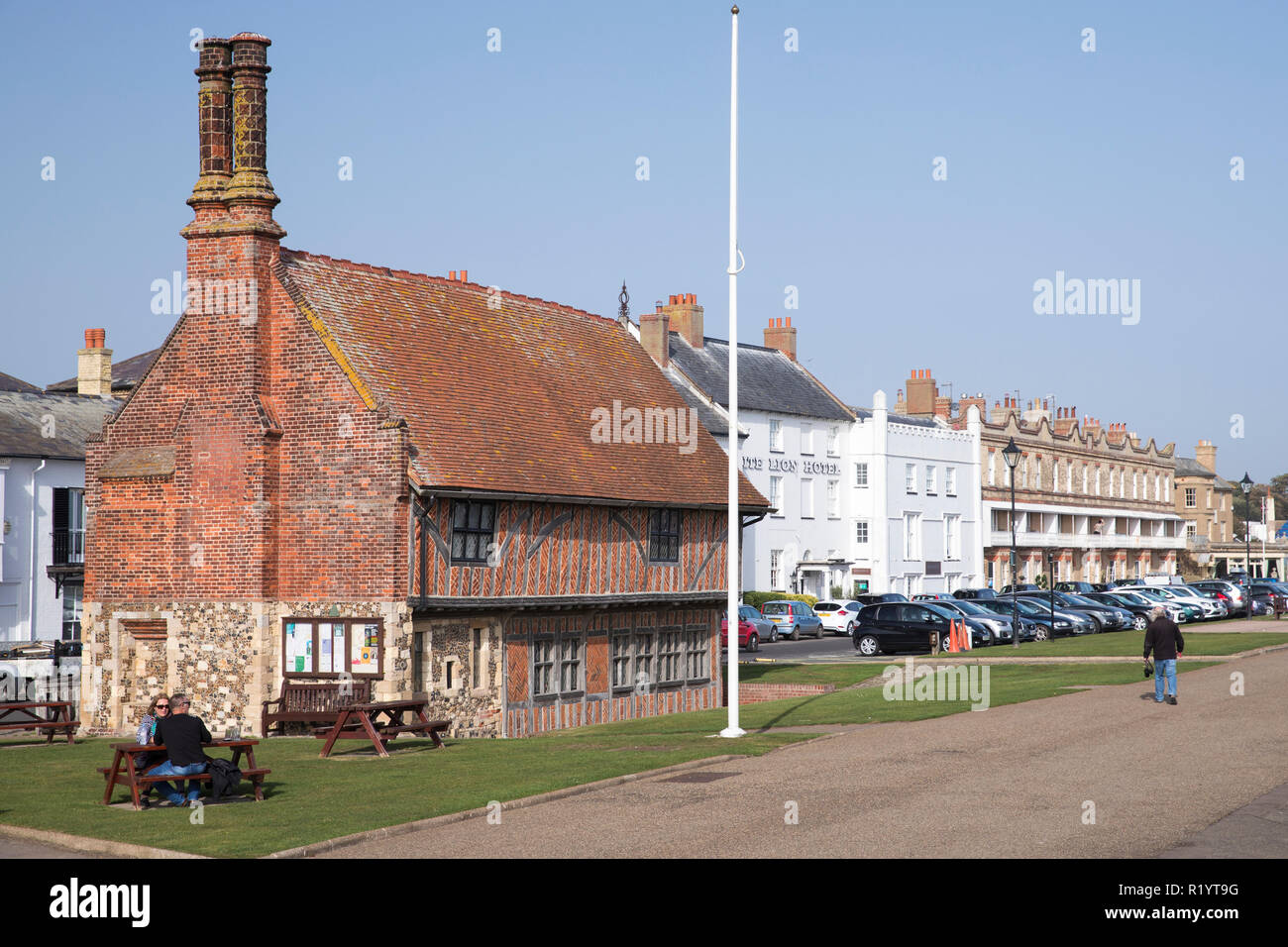 À pans de bois pittoresque 16e siècle sans objet Hall Museum - L'hôtel de ville - à Aldeburgh, Suffolk, Angleterre, RU Banque D'Images