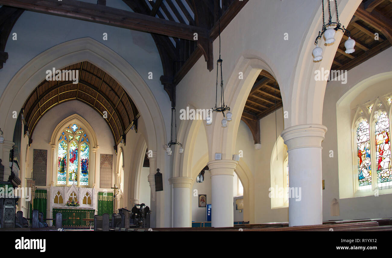 L'intérieur de l'église St Marys la Vierge Angleterre Essex correspondant Banque D'Images