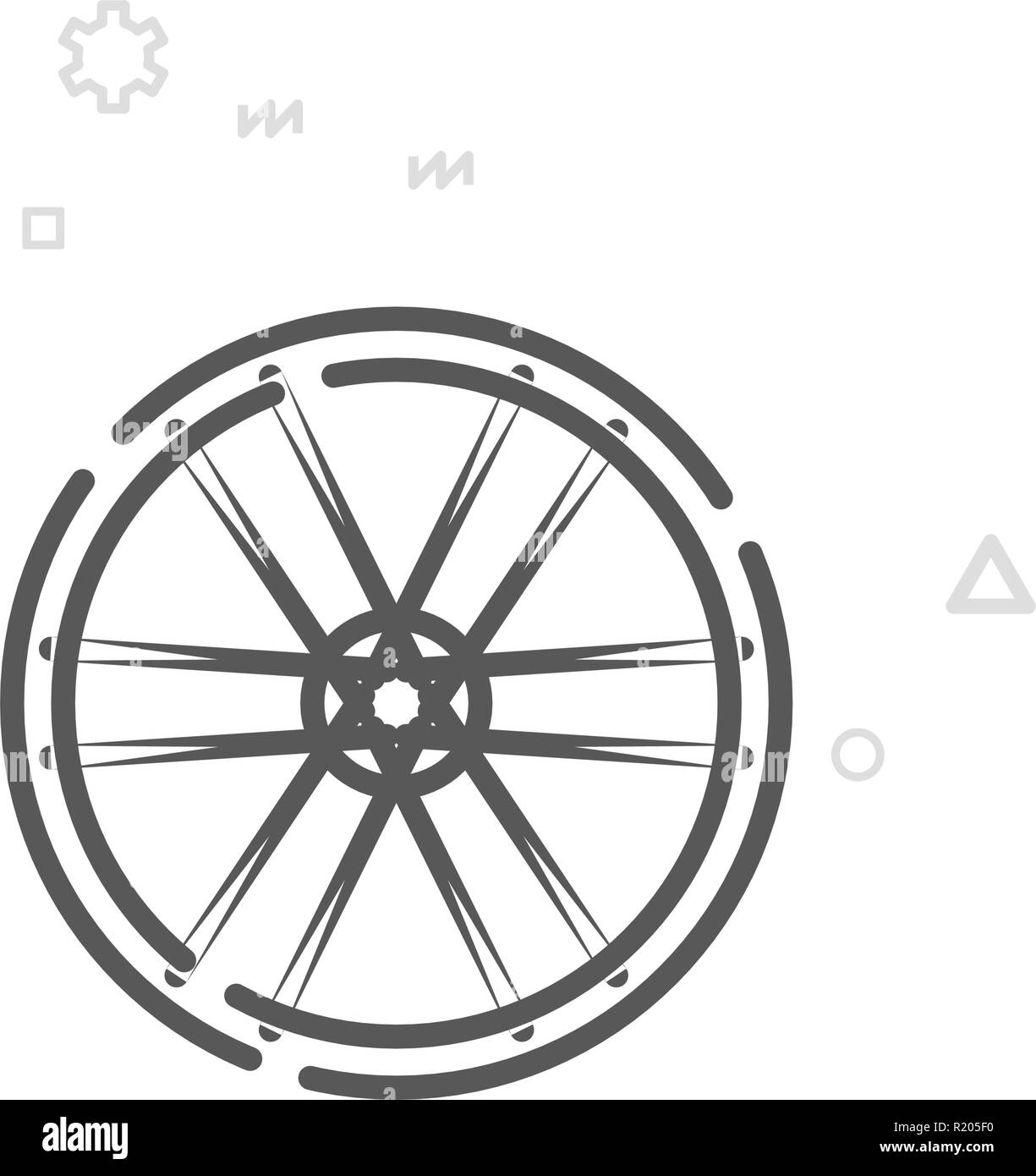 Roue de vélo vélo ou sur l'icône de la ligne du vecteur, Symbole ...