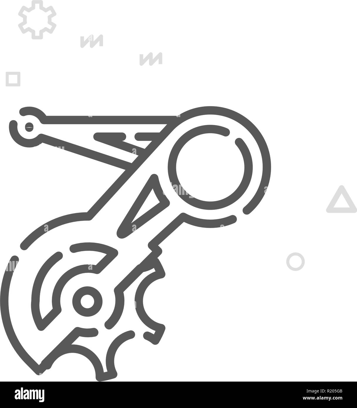 Dérailleur Arrière vélo l'icône de la ligne du vecteur, Symbole, Pictogramme, signe. Résumé Arrière-plan géométrique de la lumière. Course modifiable Illustration de Vecteur