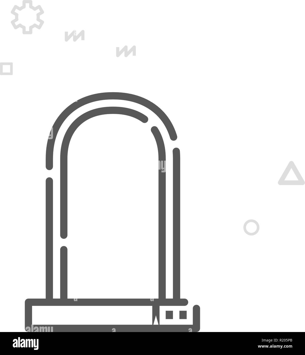 Vélo ou vélo de verrouillage sur l'icône de la ligne du vecteur, Symbole, Pictogramme, signe. Résumé Arrière-plan géométrique de la lumière. Course modifiable Illustration de Vecteur