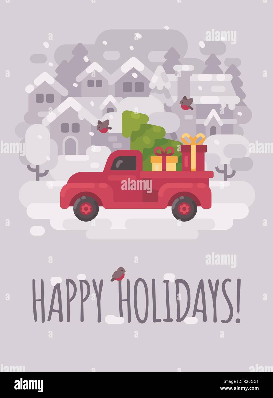 Joyeux Noël Carte De Voeux. Carte De Voeux Thème Hiver. Bonne