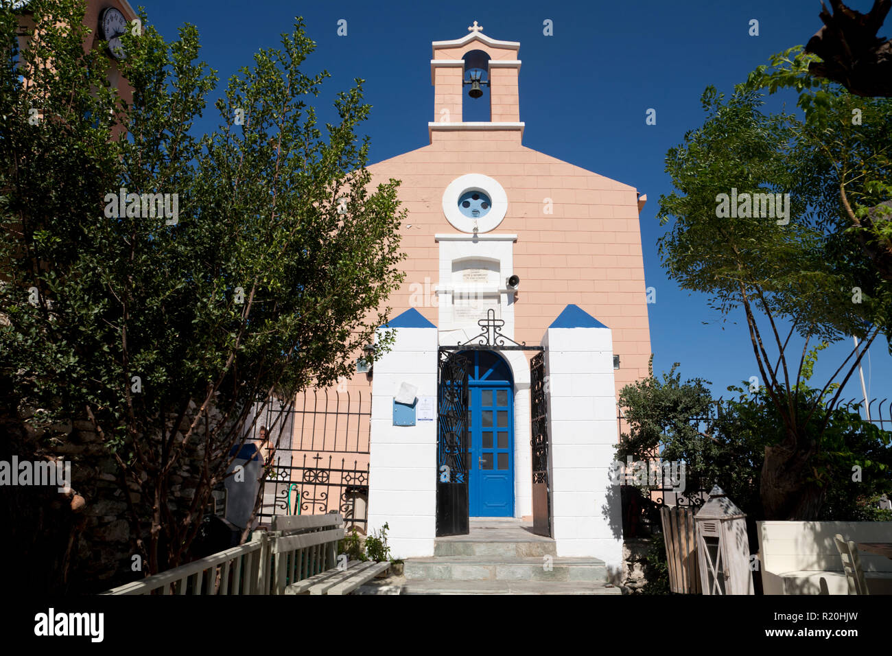 Église de la sainte trinité korissia kea Cyclades Grèce Banque D'Images