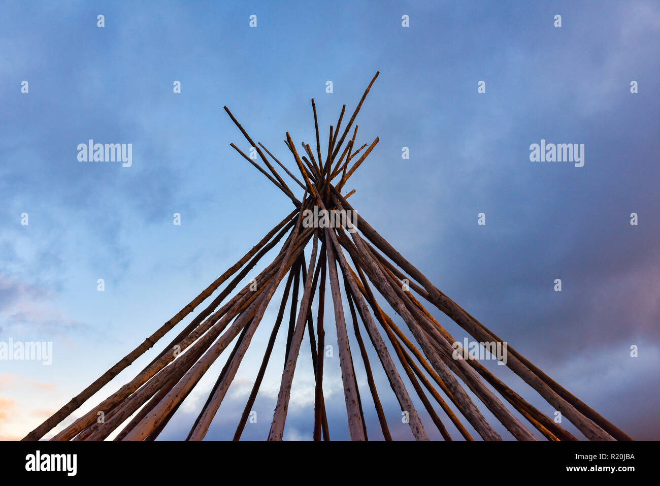 Haut de un tipi, dans le nord du Québec, Canada Banque D'Images