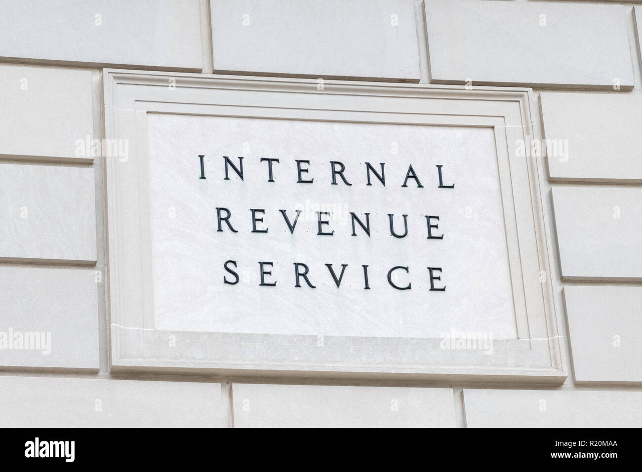 Service de recettes Inscrivez-vous à Washington, D.C. Banque D'Images