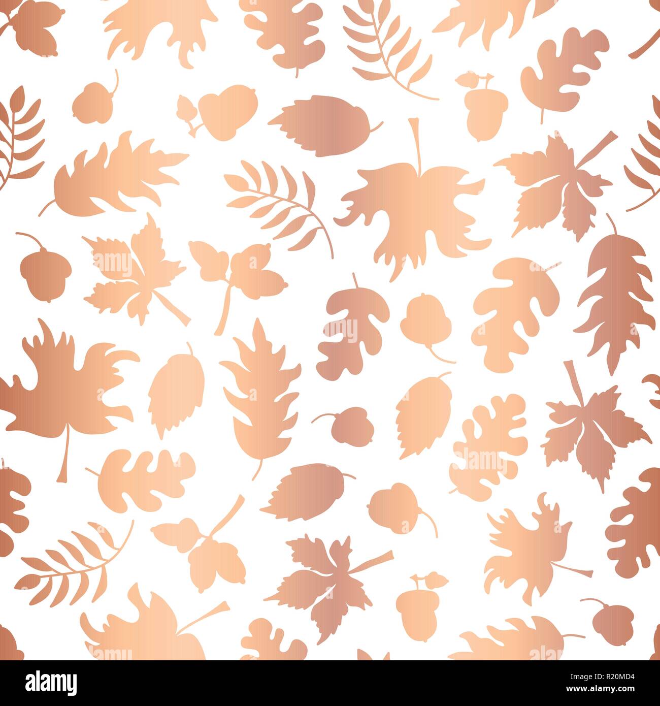 Feuille D Automne Feuille Or Rose Transparent Background Vector Silhouettes Les Feuilles D Automne Resume Brillant Cuivre Formes Sur Fond Blanc Modele Elegant Pour Papier Numerique Carte Invitation A Une Fete De Thanksgiving Image