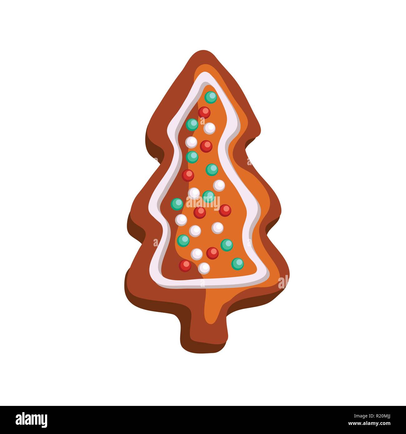 Sapin de noël gingerbread cookie vitrage isolé l'icône sur le fond blanc Illustration de Vecteur