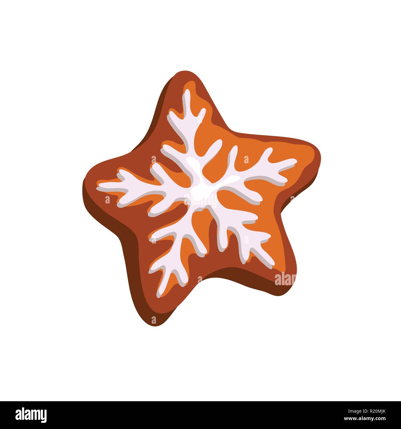 Christmas gingerbread cookie flocon glacé icône star isolé sur fond blanc Illustration de Vecteur