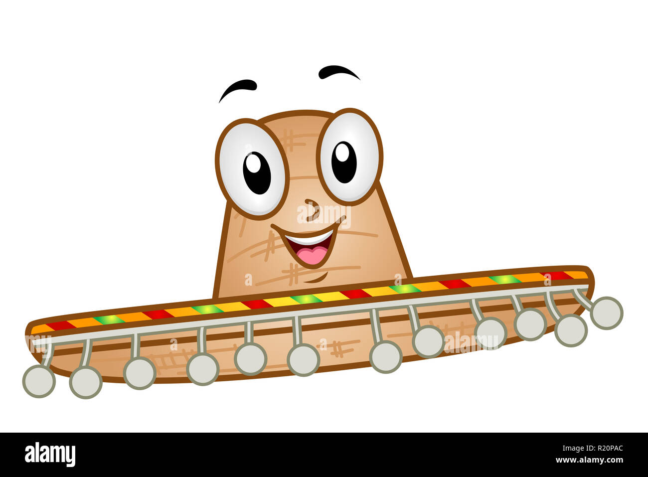 Illustration d'une paille Mexican Hat Mascot avec boule blanche Fringe Banque D'Images