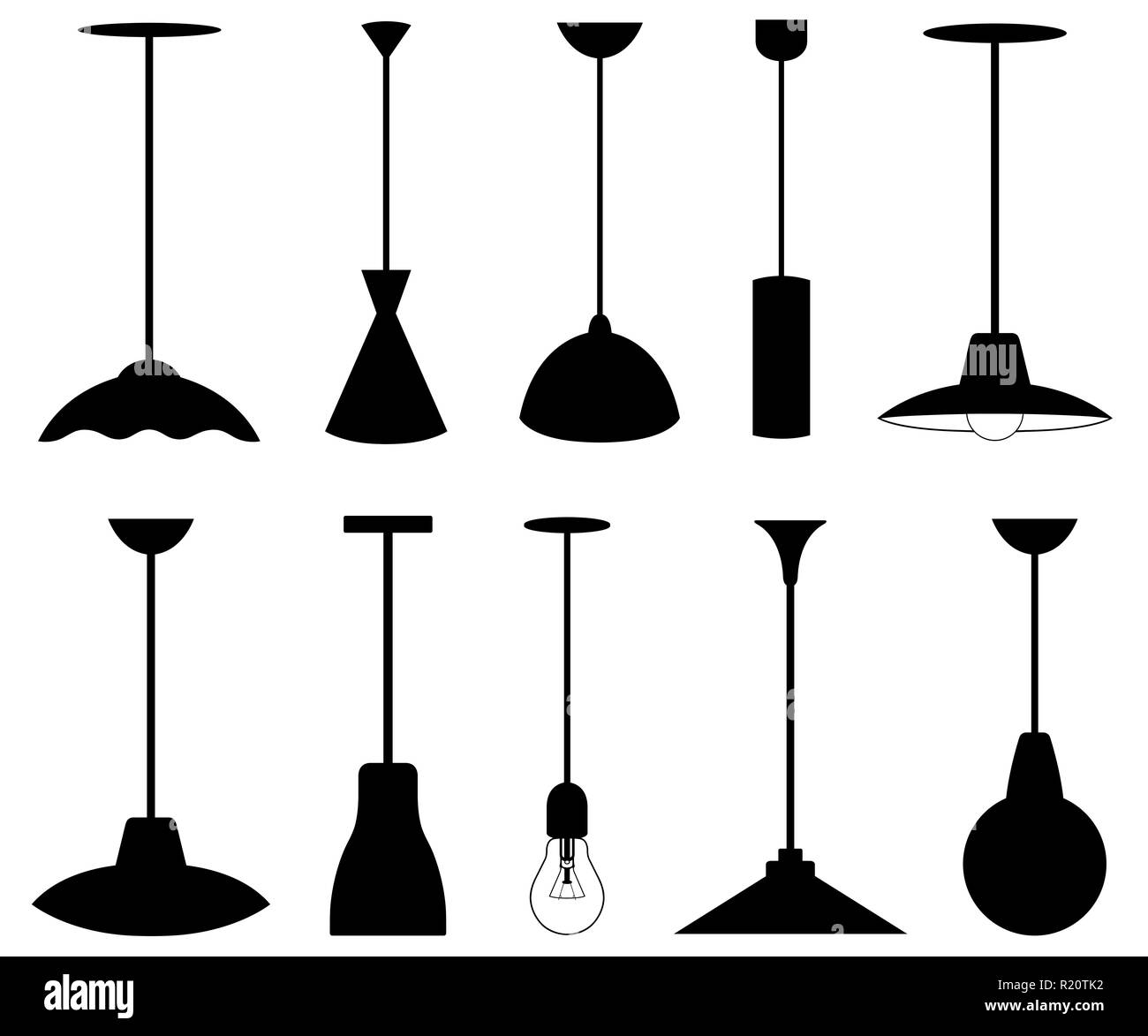 Ensemble de lampes pendants différents isolated on white Banque D'Images