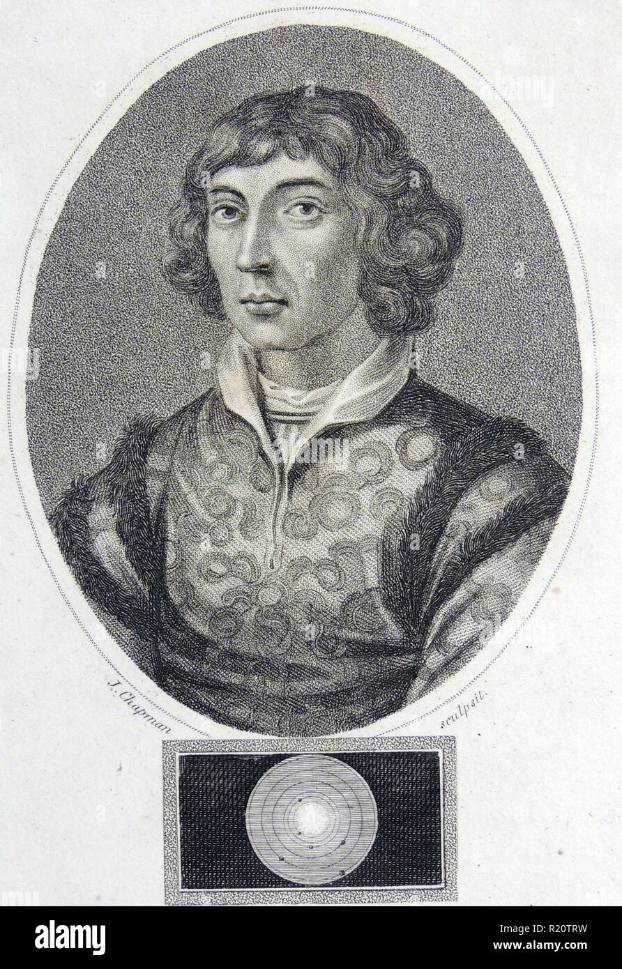 Nicolas Copernic (1473-1543) astronome polonais qui était premier depuis grecque à proposer un univers héliocentrique. La gravure, c1810. Banque D'Images