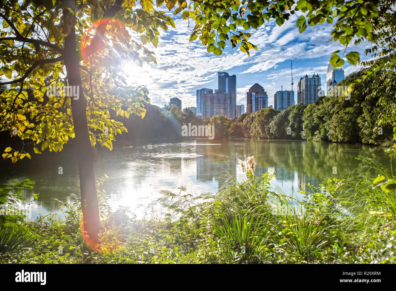 Atlanta Skyline de Piedmont Park Banque D'Images