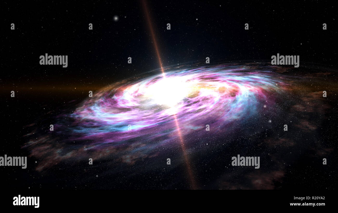 L'exploration de l'espace - Voie Lactée. Cosmos 3D illustration. Banque D'Images