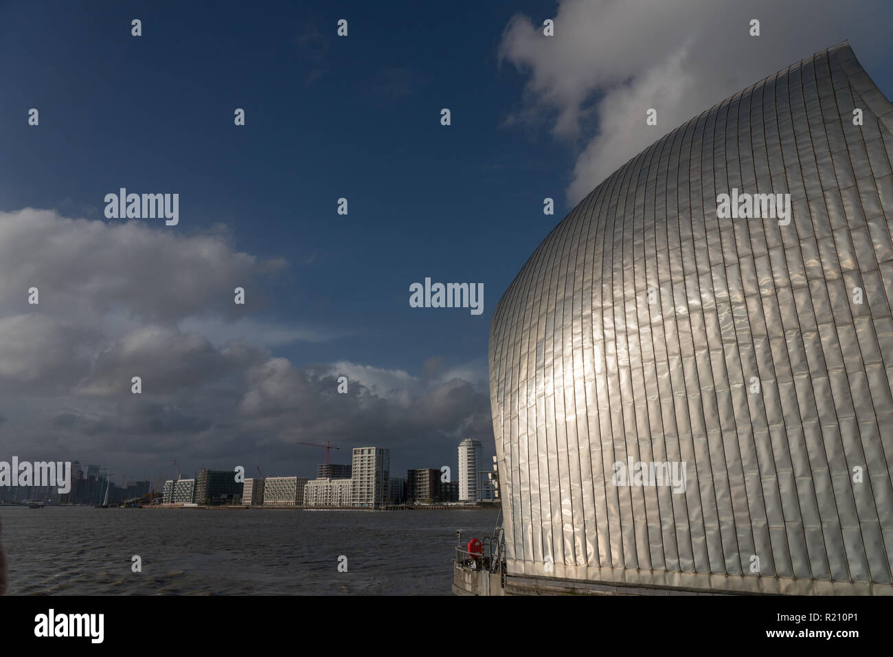 La Thames Barrier. À partir de la ville ouverte de l'Architecture Tour East Thames. Date de la photo : Samedi, Novembre 10, 2018. Photo : Roger Garfield/Alamy Banque D'Images