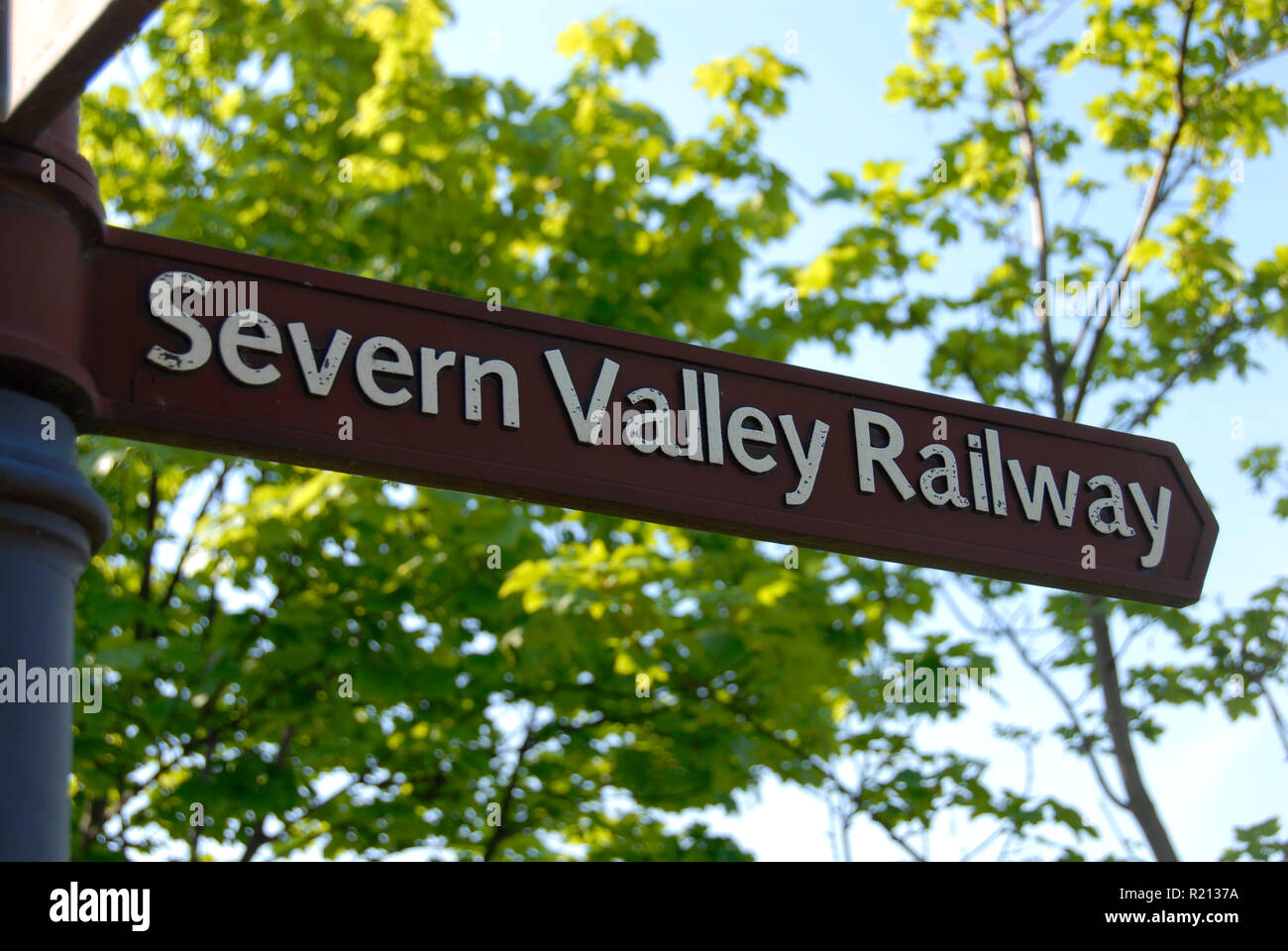 Panneaux indiquant le Severn Valley Railway, Bridgnorth, Shropshire, Angleterre Banque D'Images