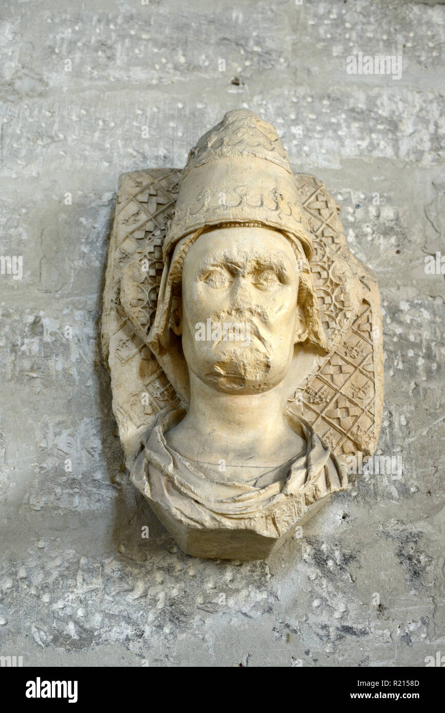 Portrait buste ou le décès de Mark le pape Clément VII (1378-1394) de moulage original de 1401 dans le Palais des Papes ou Palais des Papes Avignon Provence Banque D'Images