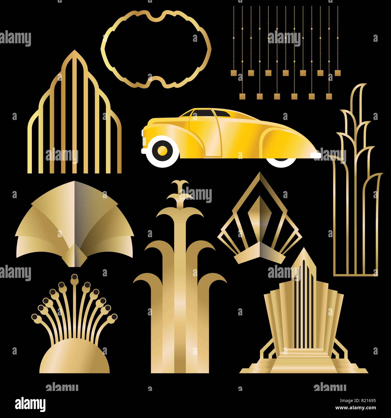 Art/Art déco diy nuvo golden vecteur élégant noir ensemble d'objets pour  l'impression et le web. Illustration créative Image Vectorielle Stock -  Alamy