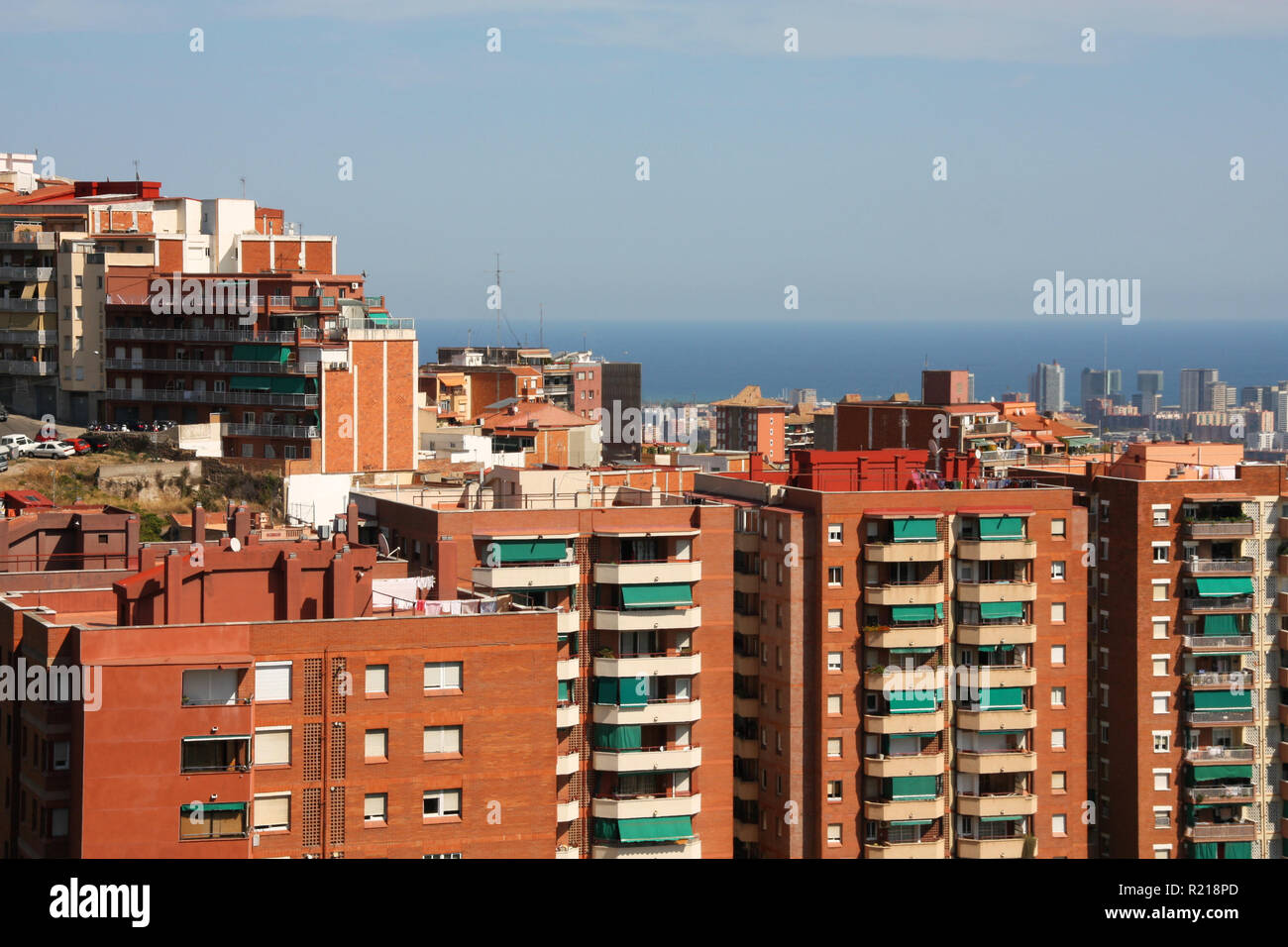 Barcelone, Espagne - paysage urbain d'un quartier résidentiel. Appartement moderne des bâtiments. Banque D'Images