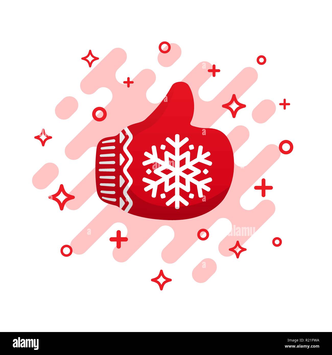 Red mitten thumb up vector icône. Comme signes. Mitaines de Noël rouge isolé sur fond blanc. Illustration de Vecteur