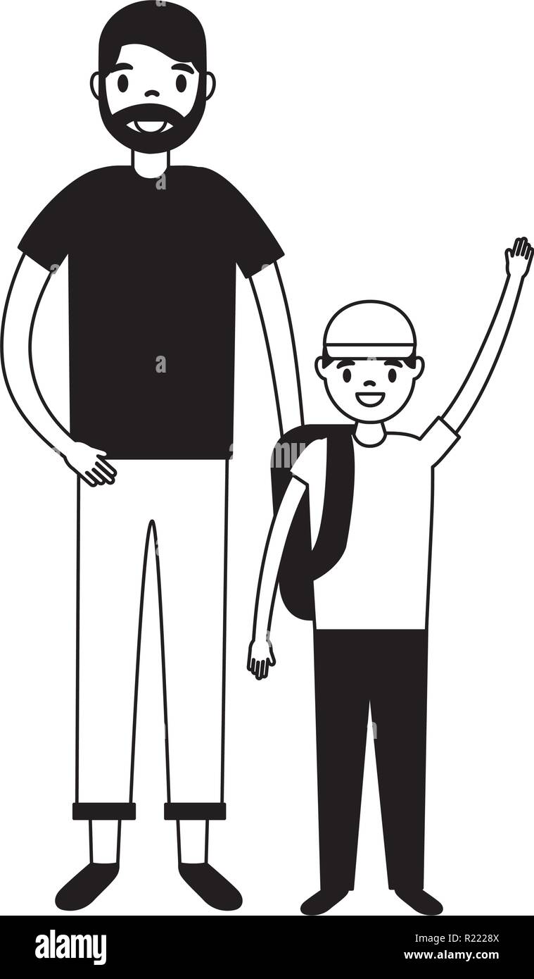 Père et fils avec des sacs à dos Illustration de Vecteur