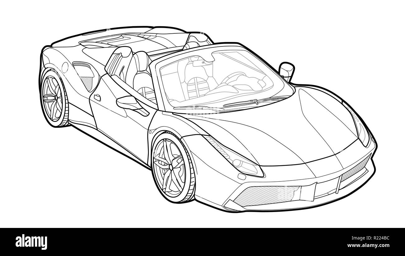 Dessiner un vecteur de télévision sport car avec des lignes noires. Illustration de Vecteur
