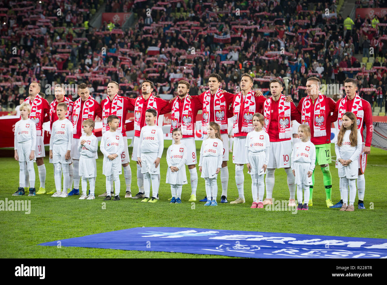 Gdansk, Pologne. 15 novembre, 2018. L'équipe nationale de football de la pologne au cours de l'international football match amical entre la Pologne et la République Tchèque au stade Energa à Gdansk, Pologne le 15 novembre 2018 Crédit : Grzegorz Brzeczyszczykiewicz/Alamy Live News Banque D'Images