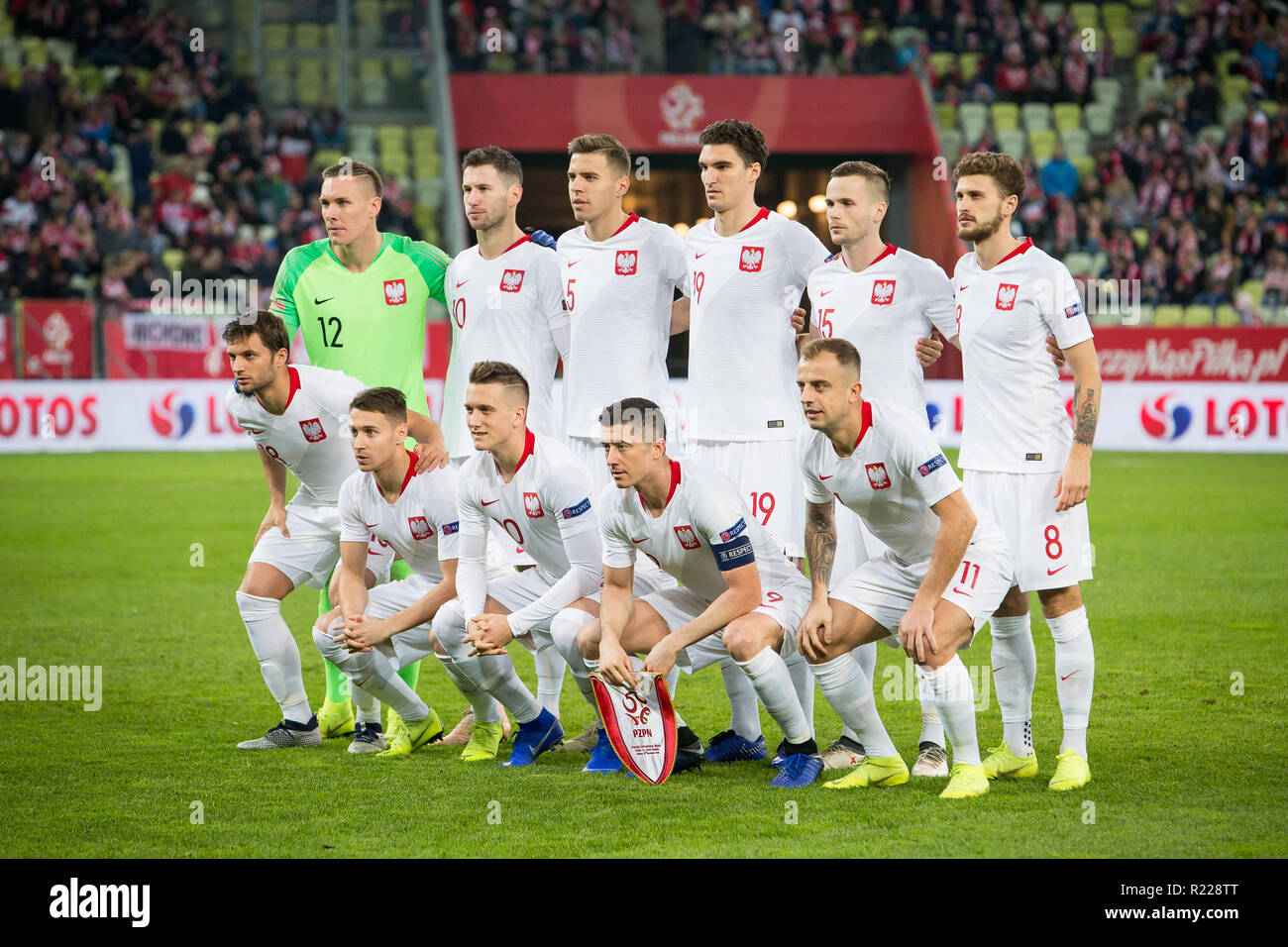 Gdansk, Pologne. 15 novembre, 2018. L'équipe nationale de football de la pologne au cours de l'international football match amical entre la Pologne et la République Tchèque au stade Energa à Gdansk, Pologne le 15 novembre 2018 Crédit : Grzegorz Brzeczyszczykiewicz/Alamy Live News Banque D'Images