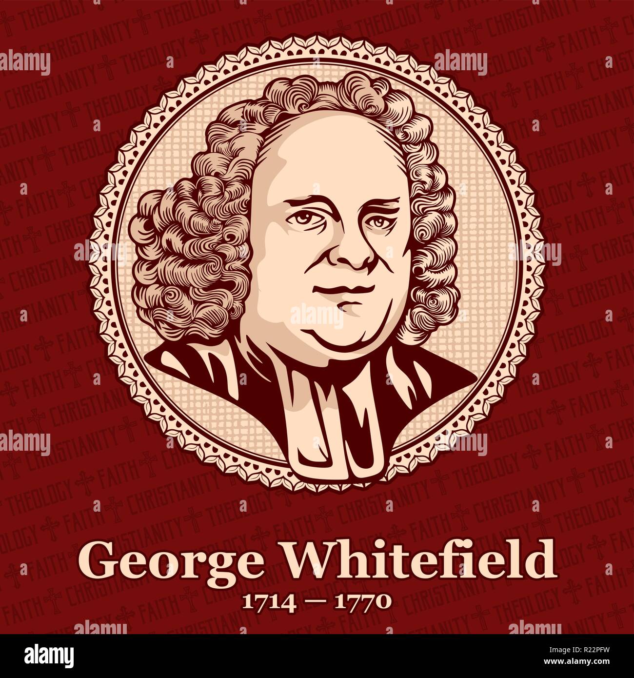 George Whitefield (1714 - 1770) était un prédicateur, un des fondateurs (avec John Wesley) et les dirigeants de l'Église méthodiste protestante Chur Illustration de Vecteur