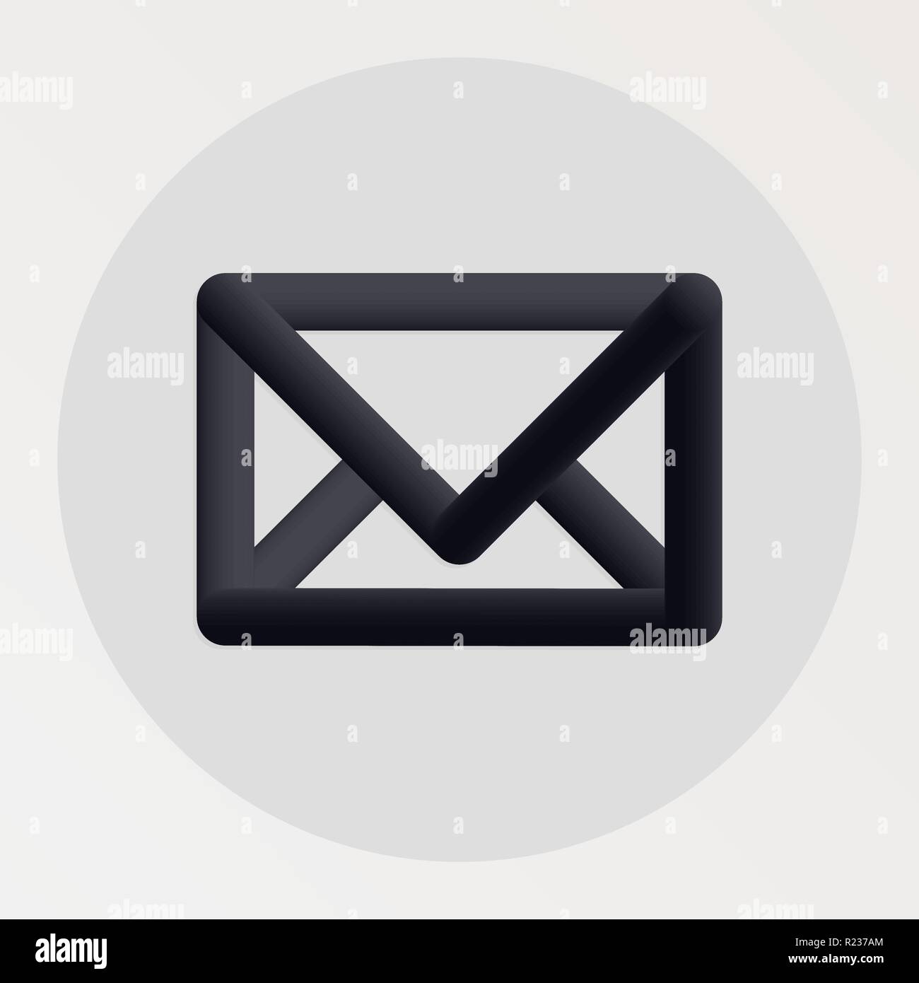 Lettre e-mail bold superposée sur l'icône de la ligne noire. Illustration Vecteur de forme enveloppe pictogramme de liquide dans un cercle sur fond blanc pour votre conception Illustration de Vecteur