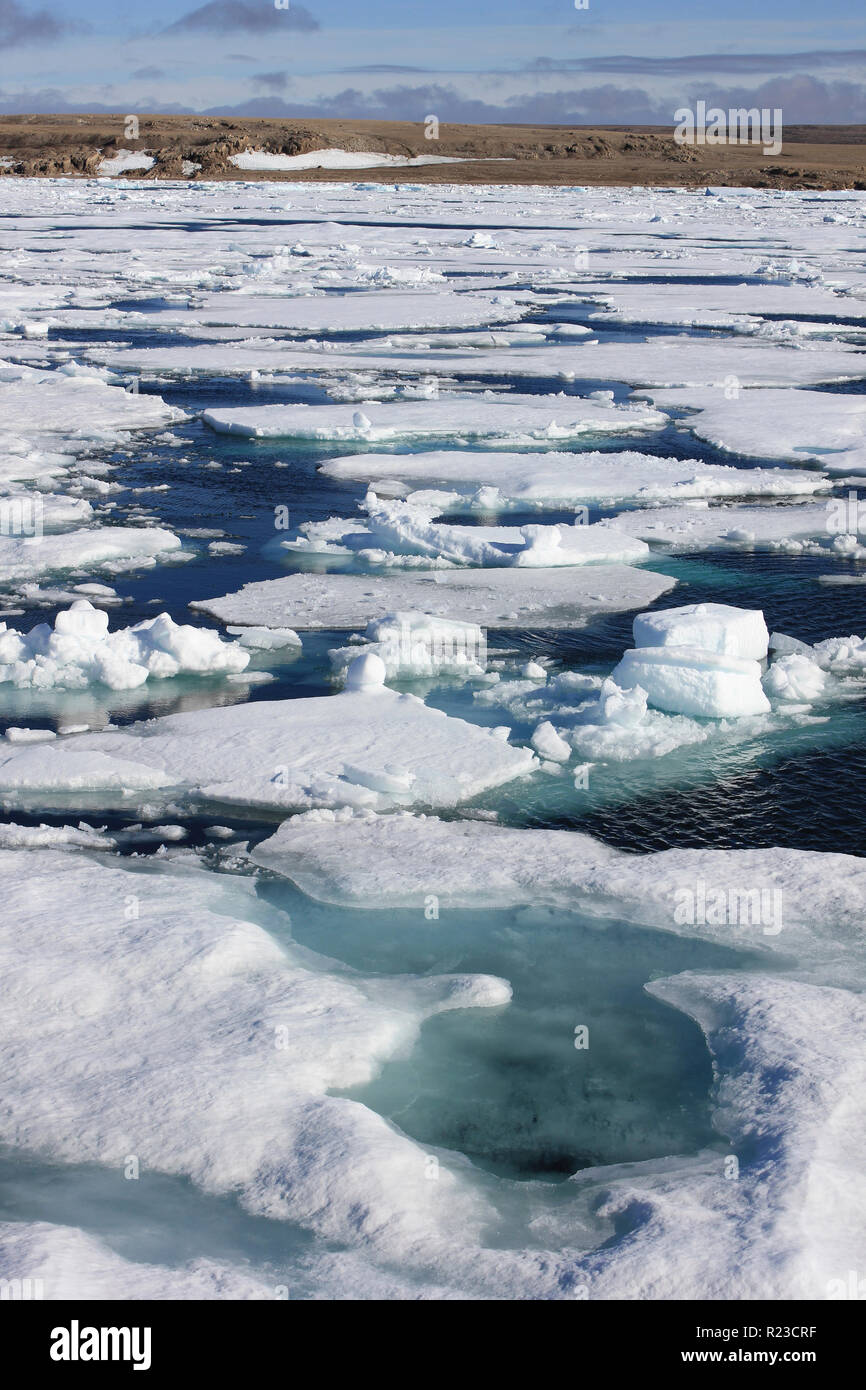Pack de glace dans la baie Resolute, au Nunavut, le Canada vu de l'Amundsen Banque D'Images