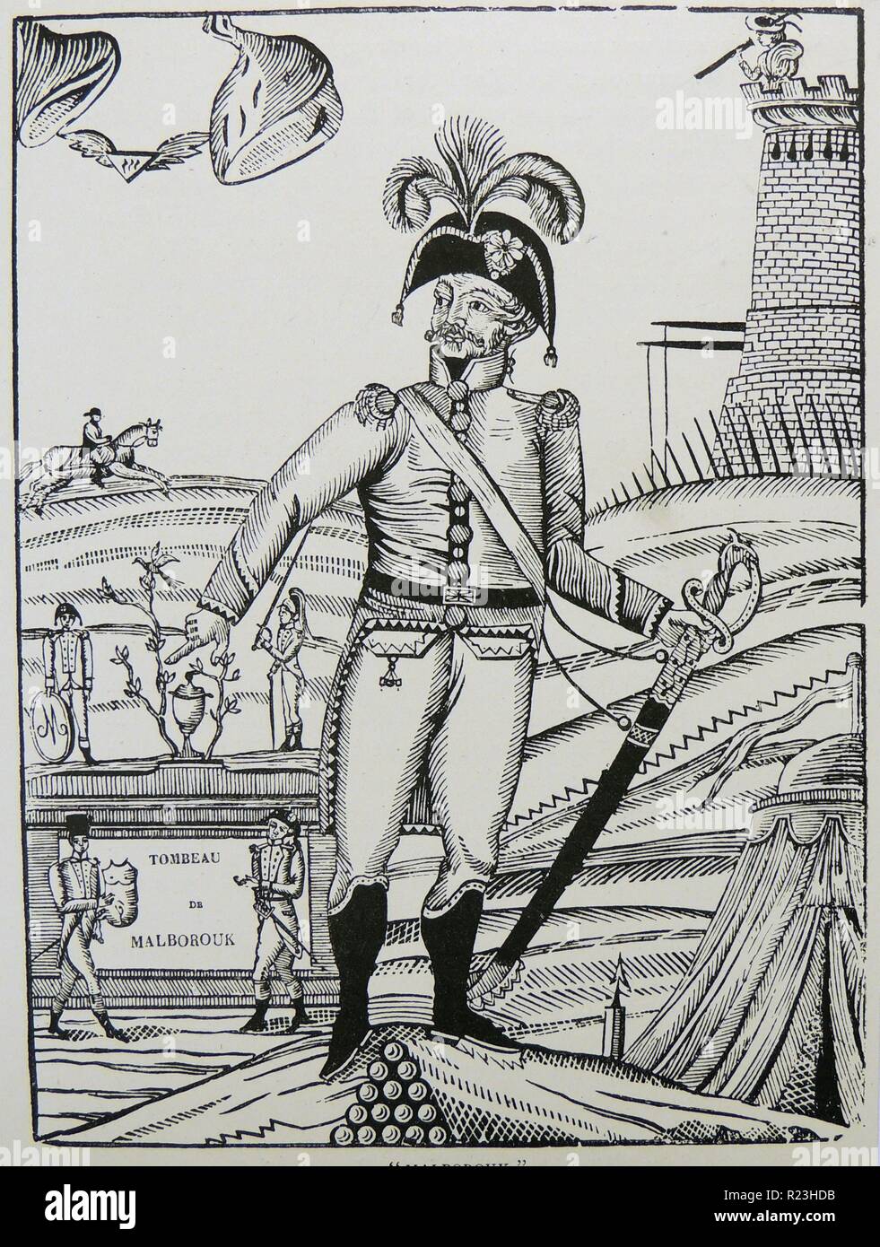 John Churchill, 1er duc de Marlborough (1650-1722) soldat anglais. Au commandement suprême des forces britanniques et néerlandais pendant la Guerre de Succession d'Espagne (1701-1714).Anglais broadside Banque D'Images