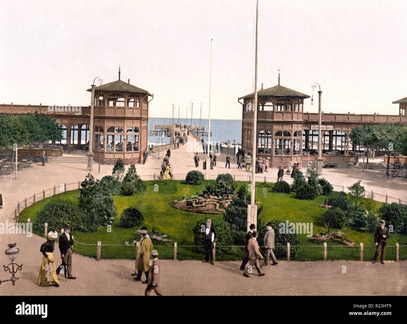 Kurgarten & Landungsbrucke, Zoppot, est de la Prusse, l'Allemagne (Sopot, Pologne) 1890 Banque D'Images