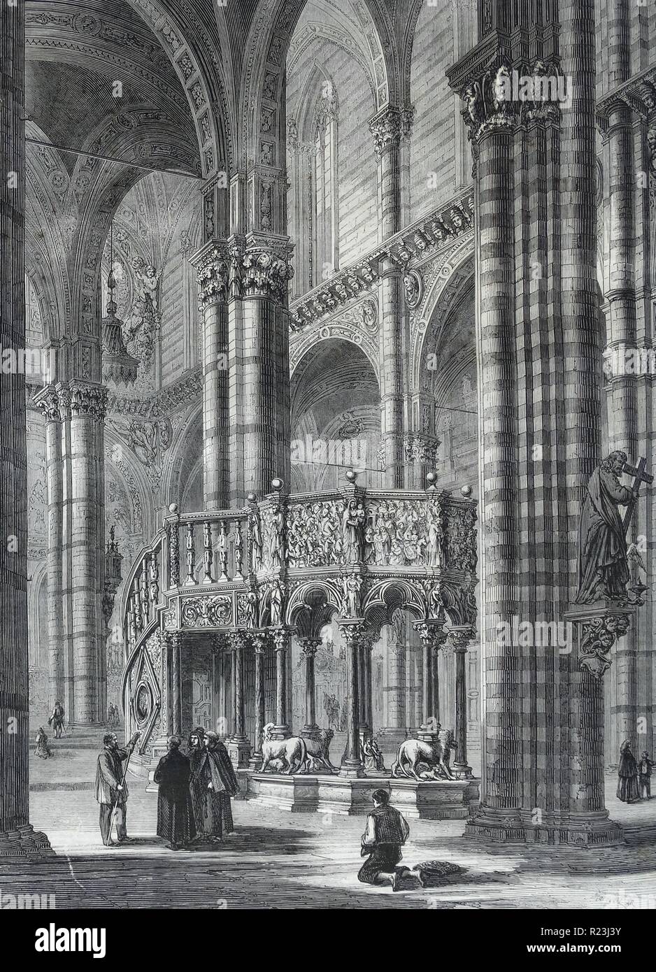 Intérieur de la Cathédrale de Sienne. L'Octogone chaire de marbre blanc. 1860 Banque D'Images