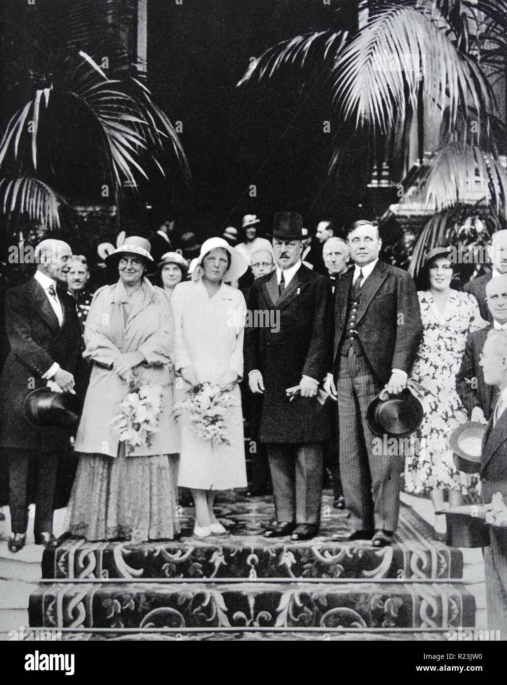 La famille royale à Paris. La Reine Wilhelmine, la Princesse Juliana et le Prince Henry de Mecklembourg-schwerin 1929 Banque D'Images