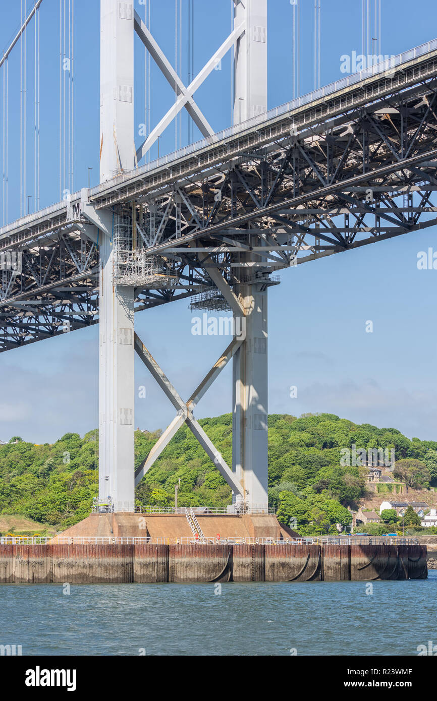 Détail de construction pont de Forth Road sur Firth of Forth, Ecosse Banque D'Images