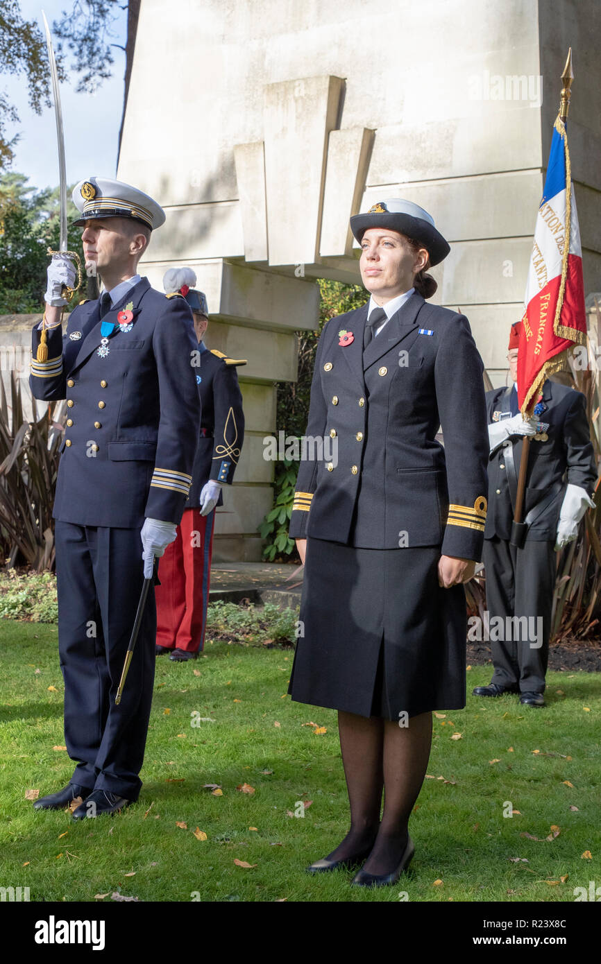 Sam 10 Nov 2018. L'ambassadeur français Jean-Pierre Jouyet à la section militaire française libre de diriger l'occasion d'un service d'attribution des médailles militaires. Banque D'Images