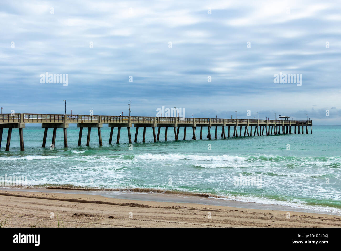 Pêche à la jetée de Dania Beach, Floride, USA Banque D'Images