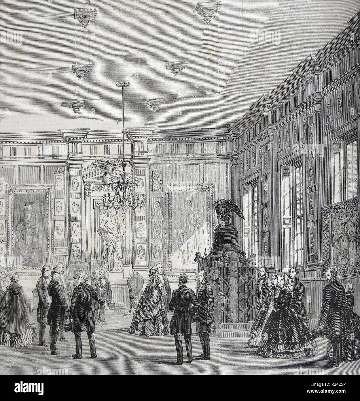 Gravure représentant le Prince de Galles se rendant sur l'Independence Hall, Philadelphie. Datée 1860 Banque D'Images