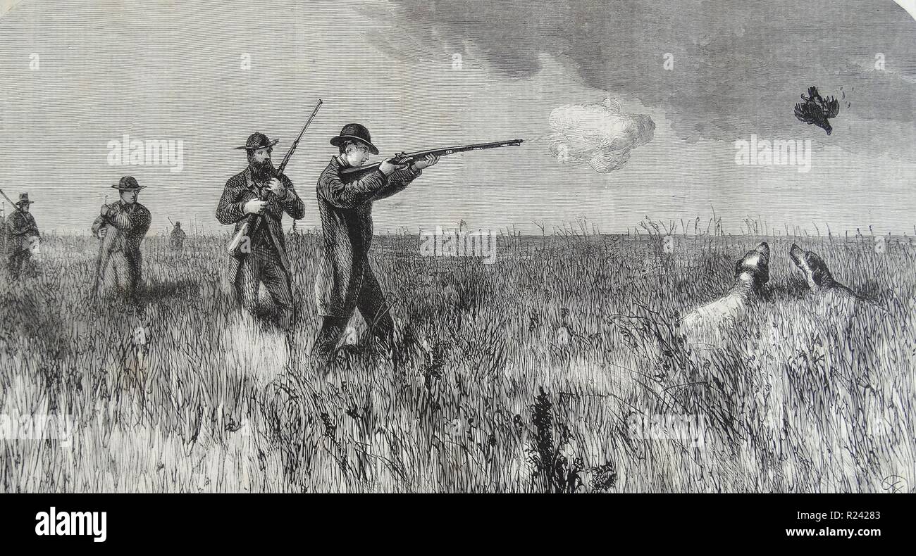 Gravure représentant le Prince de Galles tournage sur les prairies de l'extrême ouest. Datée 1860 Banque D'Images