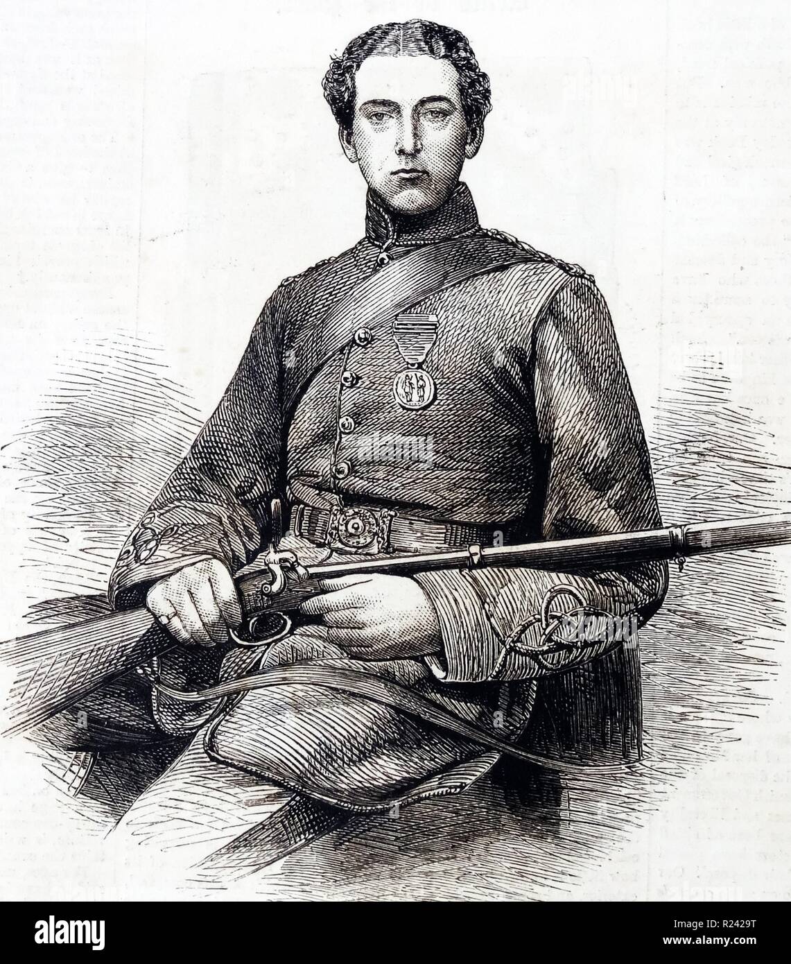Gravure de M. Edward Patron, le champion d'Angleterre. carabine Datée 1860 Banque D'Images