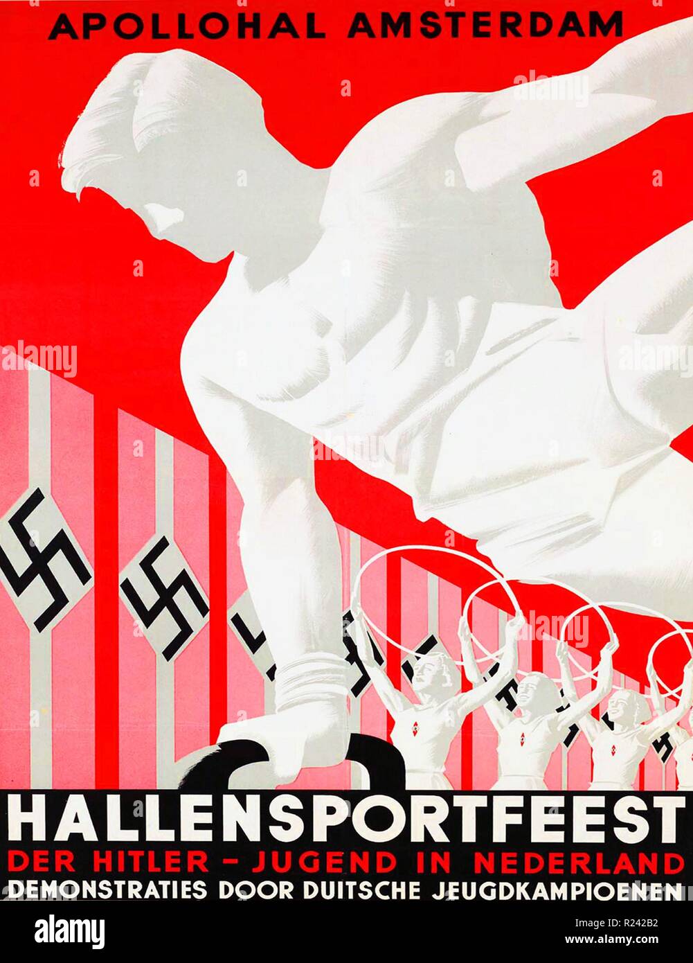 Affiche pour un festival de sports de jeunesse nazie à Amsterdam pendant l'occupation allemande des Pays-Bas vers 1941 Banque D'Images